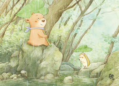 2019貝果在森林裡散步明信片-2