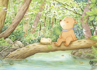 2019貝果在森林裡散步明信片-4