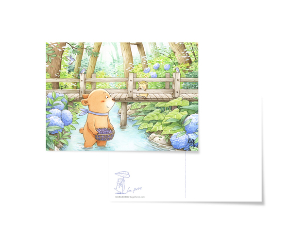 2020貝果在森林裡散步明信片-2