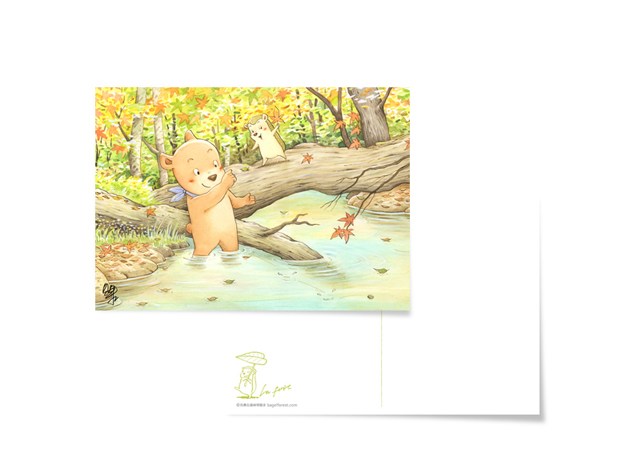 2020貝果在森林裡散步明信片-3